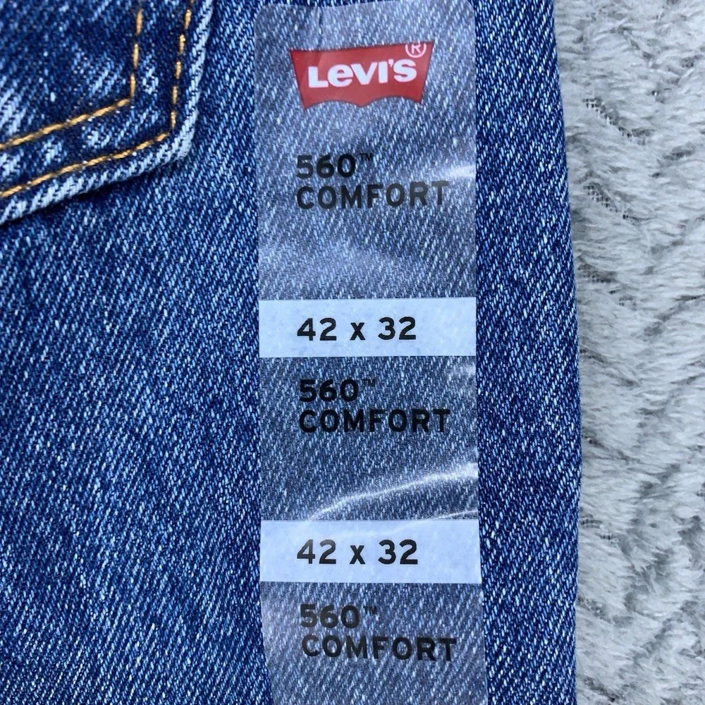 Levis 560 Jeans Men's 42x32 Blue Denim Loose Fit Comfort Wide Leg Baggy NWT